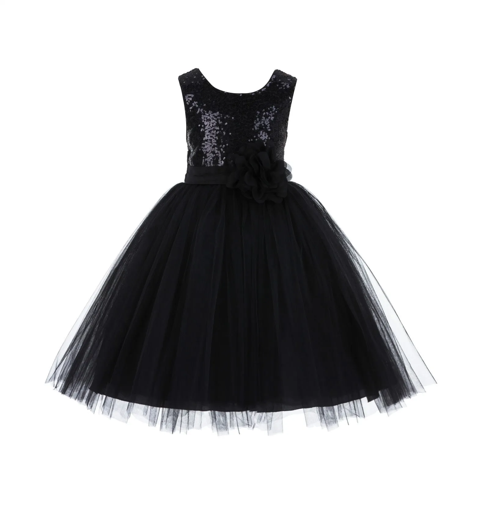 Formal Sequins Bodice Ruffle Tulle Flower Girl Dress Wedding Easter Toddler Pageant Occasions J122F