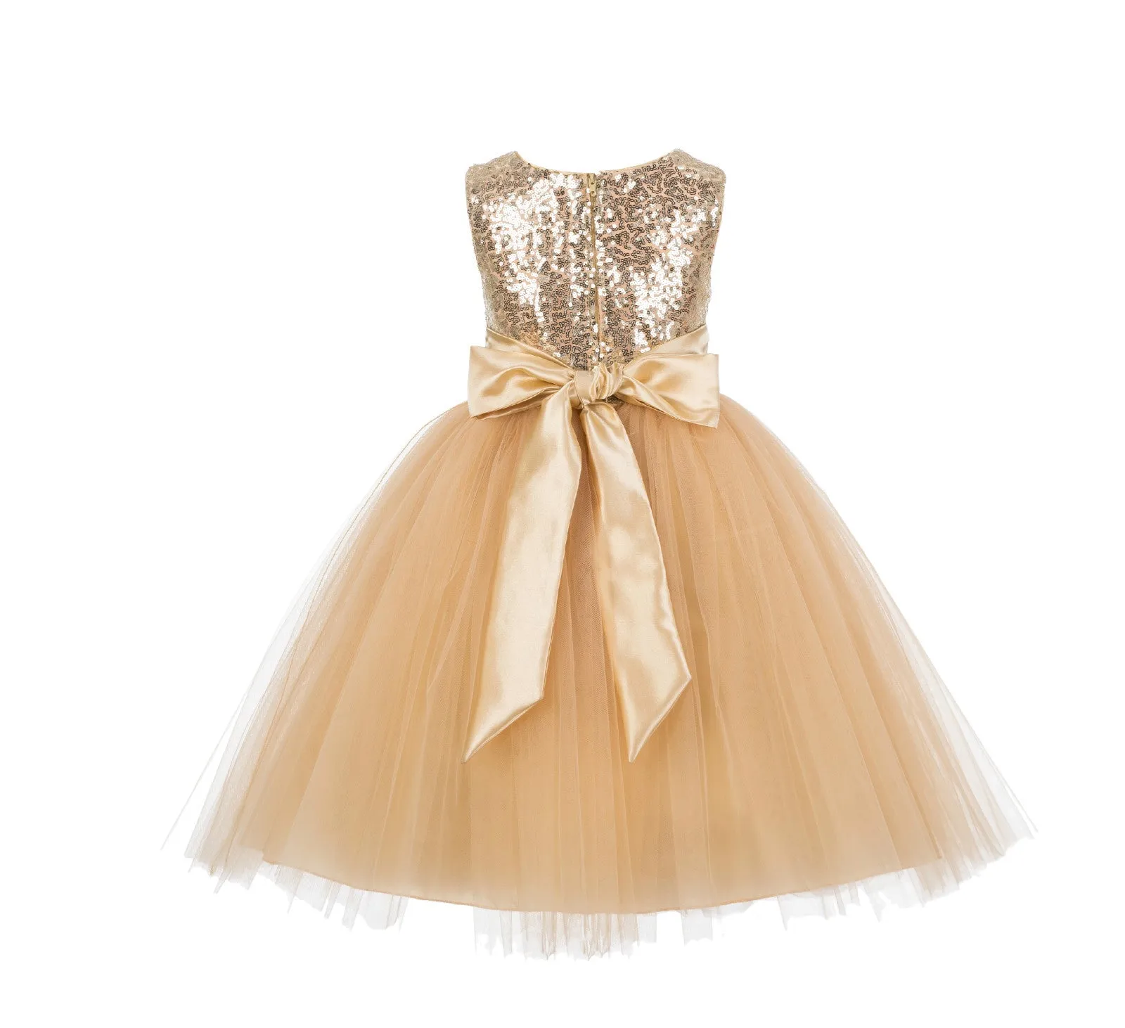 Formal Sequins Bodice Ruffle Tulle Flower Girl Dress Wedding Easter Toddler Pageant Occasions J122F