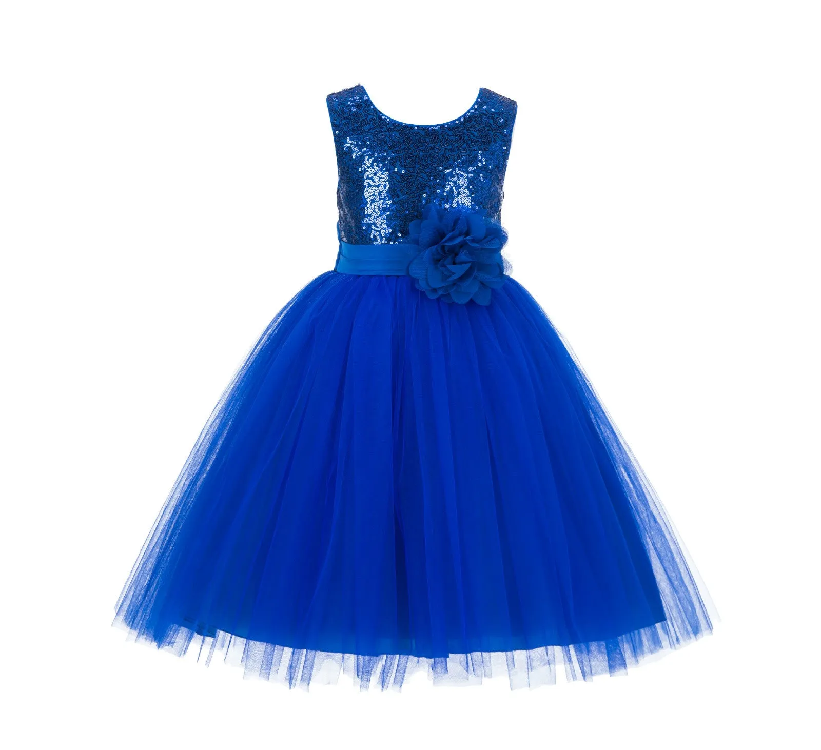 Formal Sequins Bodice Ruffle Tulle Flower Girl Dress Wedding Easter Toddler Pageant Occasions J122F