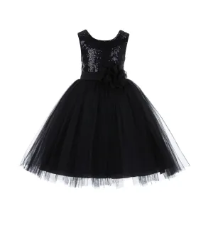 Formal Sequins Bodice Ruffle Tulle Flower Girl Dress Wedding Easter Toddler Pageant Occasions J122F