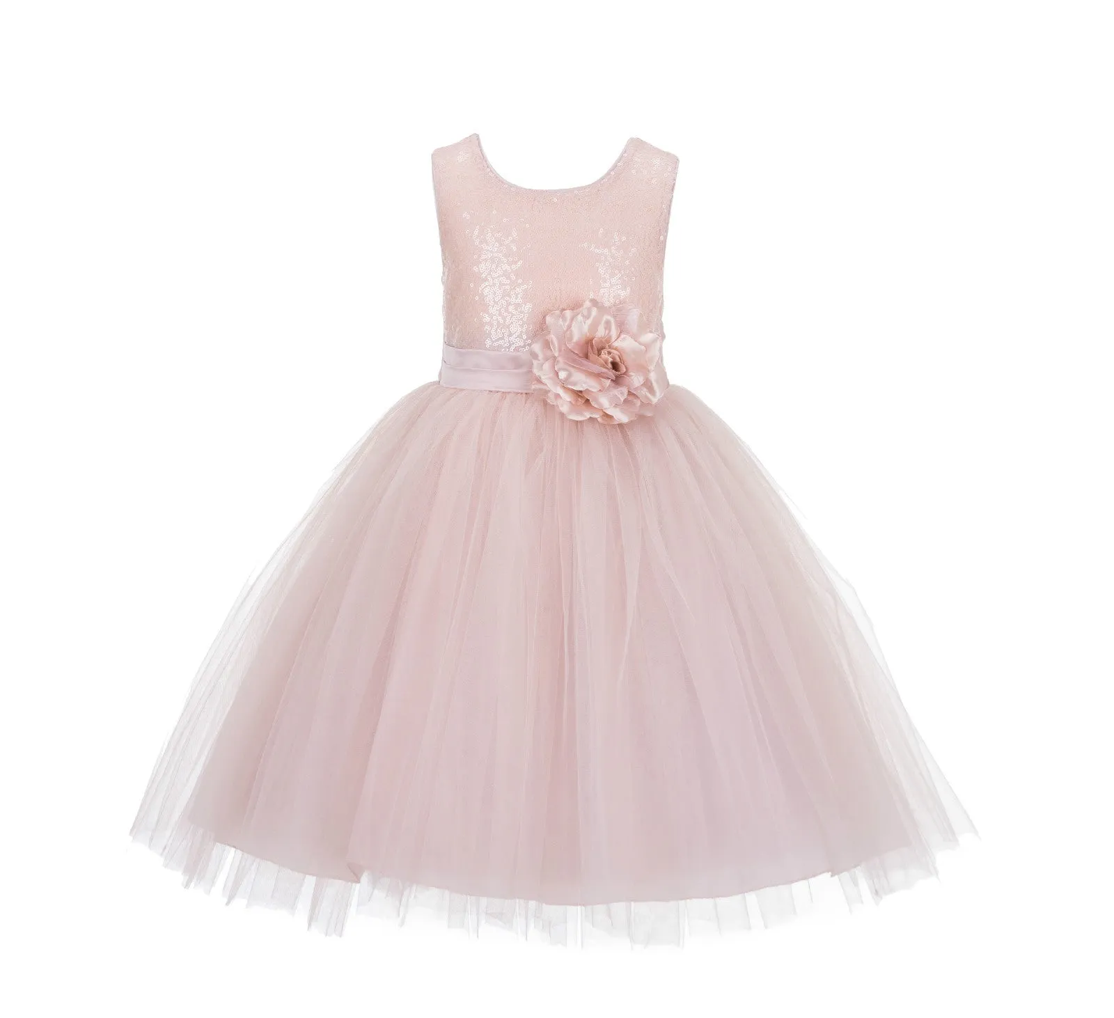 Formal Sequins Bodice Ruffle Tulle Flower Girl Dress Wedding Easter Toddler Pageant Occasions J122F