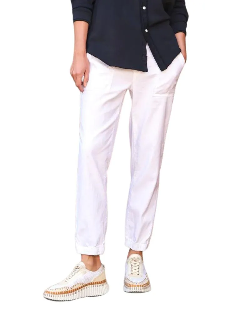 Frank & Eileen Jameson Utility Joggers in White (Italian Performance Linen)