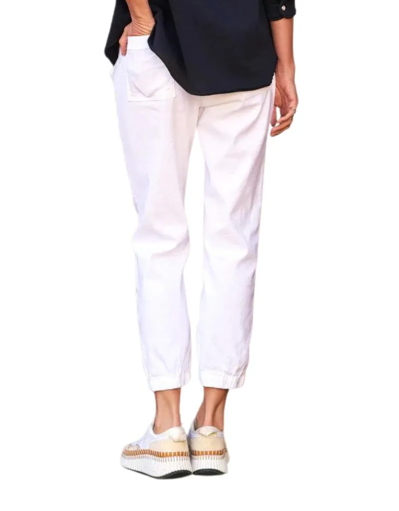 Frank & Eileen Jameson Utility Joggers in White (Italian Performance Linen)