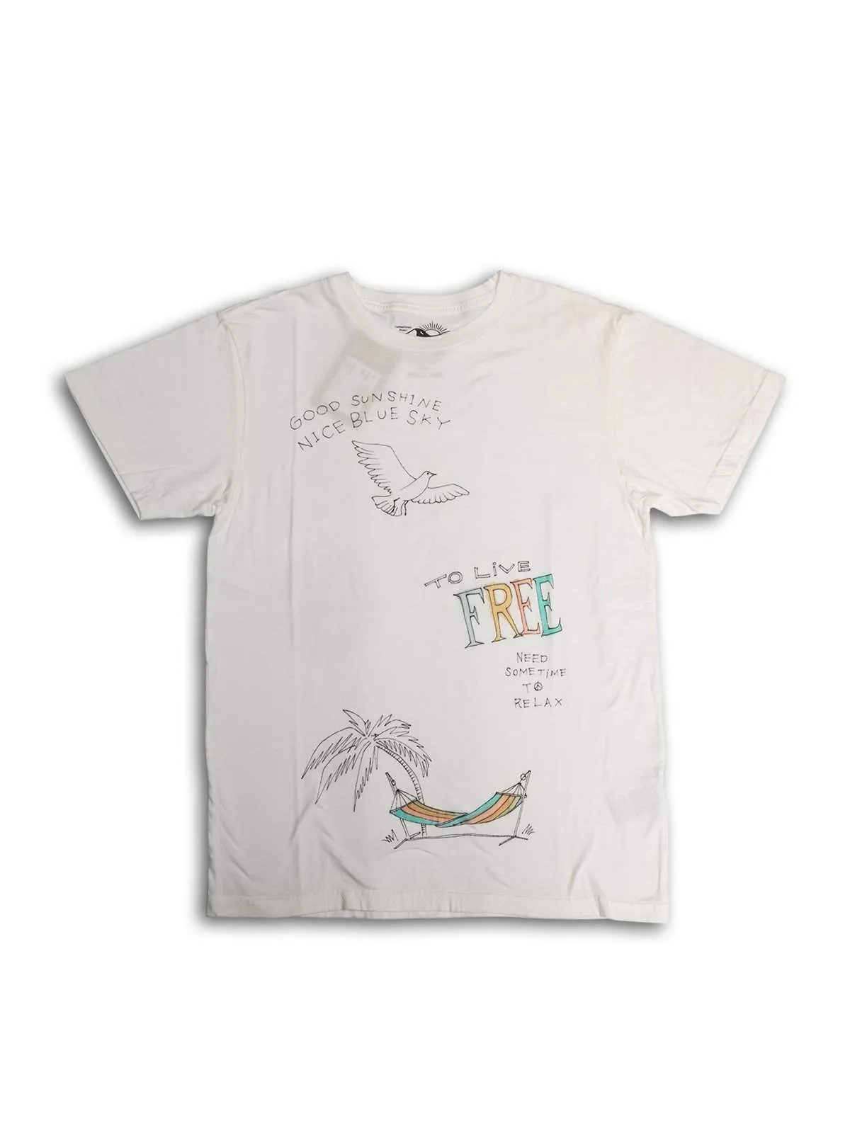Free Rage Recycled Cotton Tee Hand Paint Live Free White