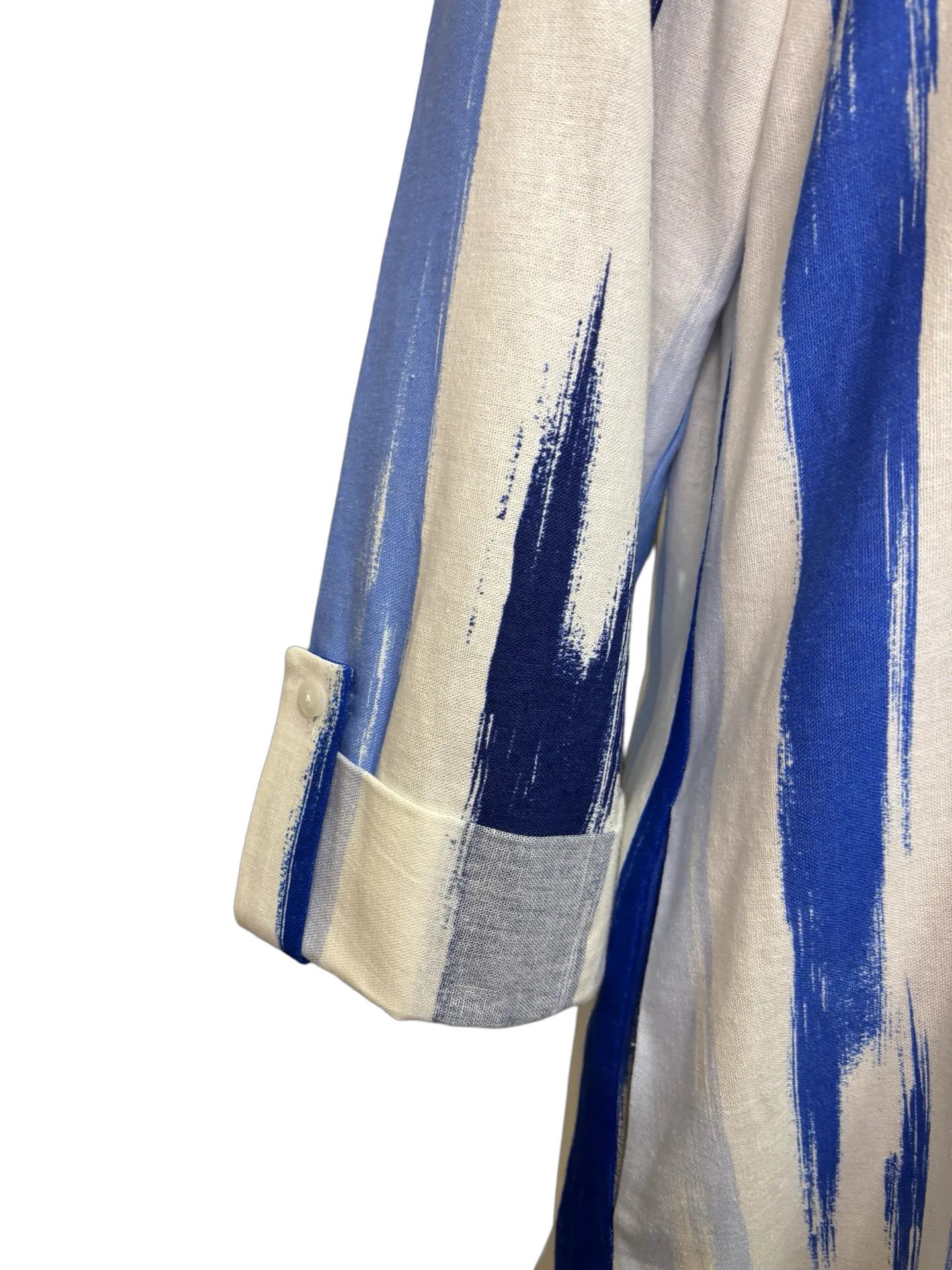 Full Shirt Dress with Flounce Ivory/Blue