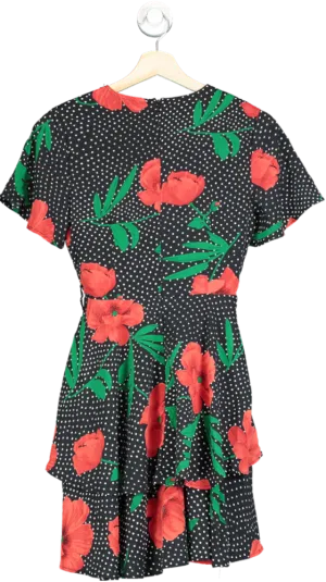 Girl In Mind Black Floral Aspen Layer Chiffon Mini Dress Size 8