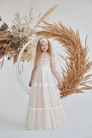 Girls Polka Dot Tulle Flower Girl Dress