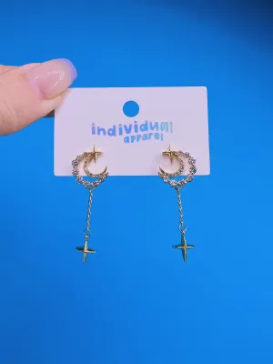 Glitter Crystal Moon Earrings
