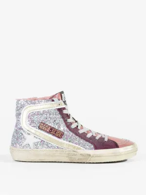 glitter white star slide