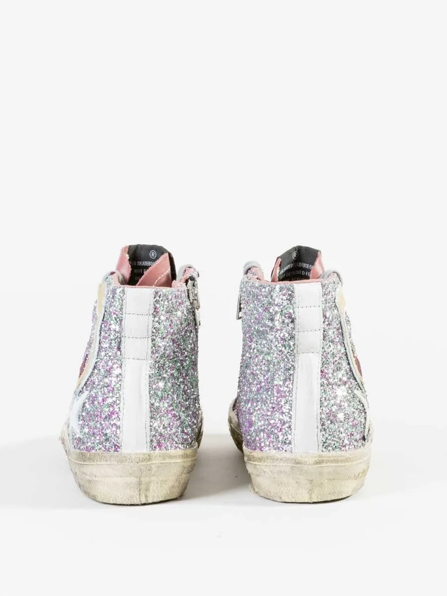 glitter white star slide