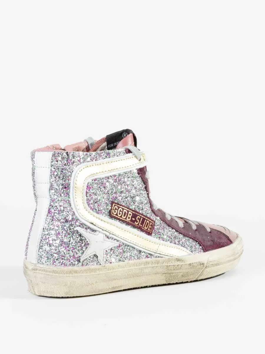 glitter white star slide