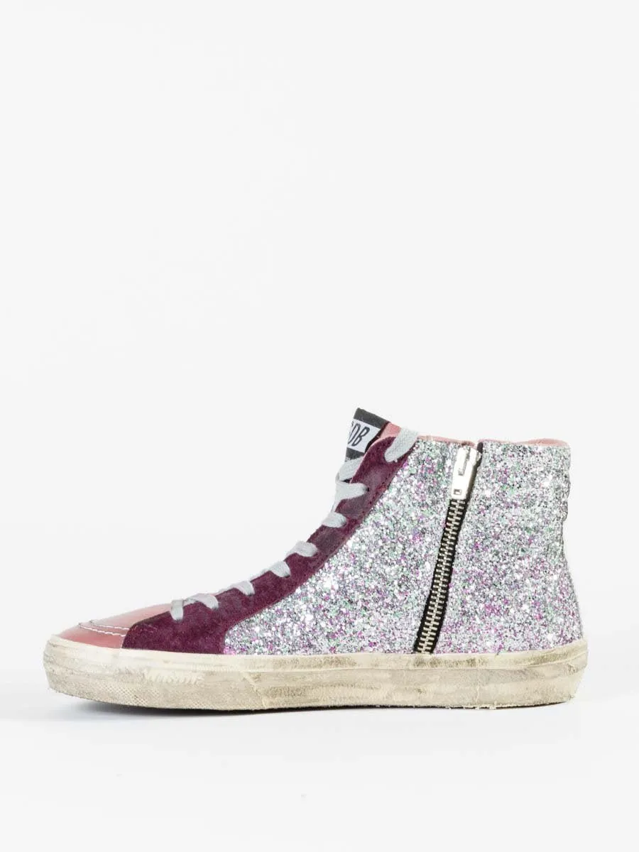 glitter white star slide