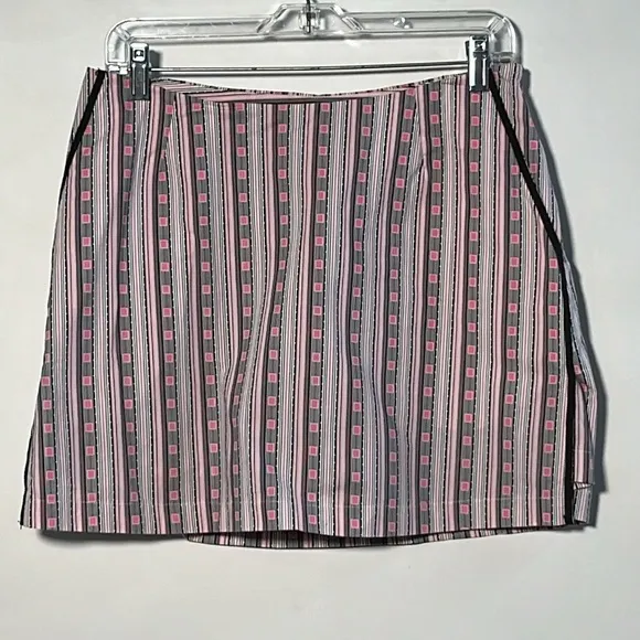 GOLFTINI Modern Golf/Vacation Skort 3 Pocket Side Zip Preppy Pink/Black Print 6