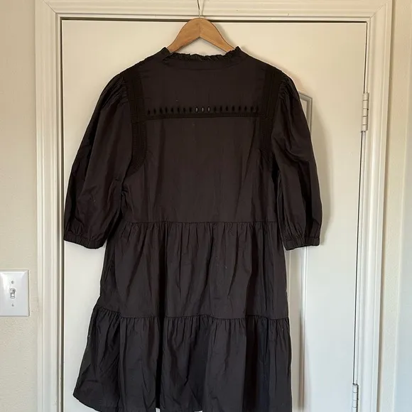 Good Hart Matilda Jane Women's Black Button-Up Tiered Dress Ruffle Dress Size M