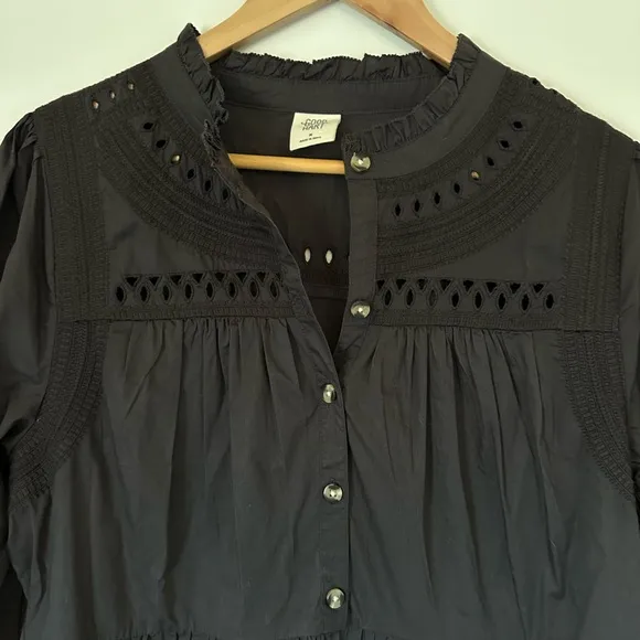 Good Hart Matilda Jane Women's Black Button-Up Tiered Dress Ruffle Dress Size M