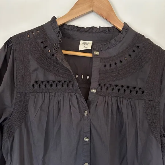 Good Hart Matilda Jane Women's Black Button-Up Tiered Dress Ruffle Dress Size M