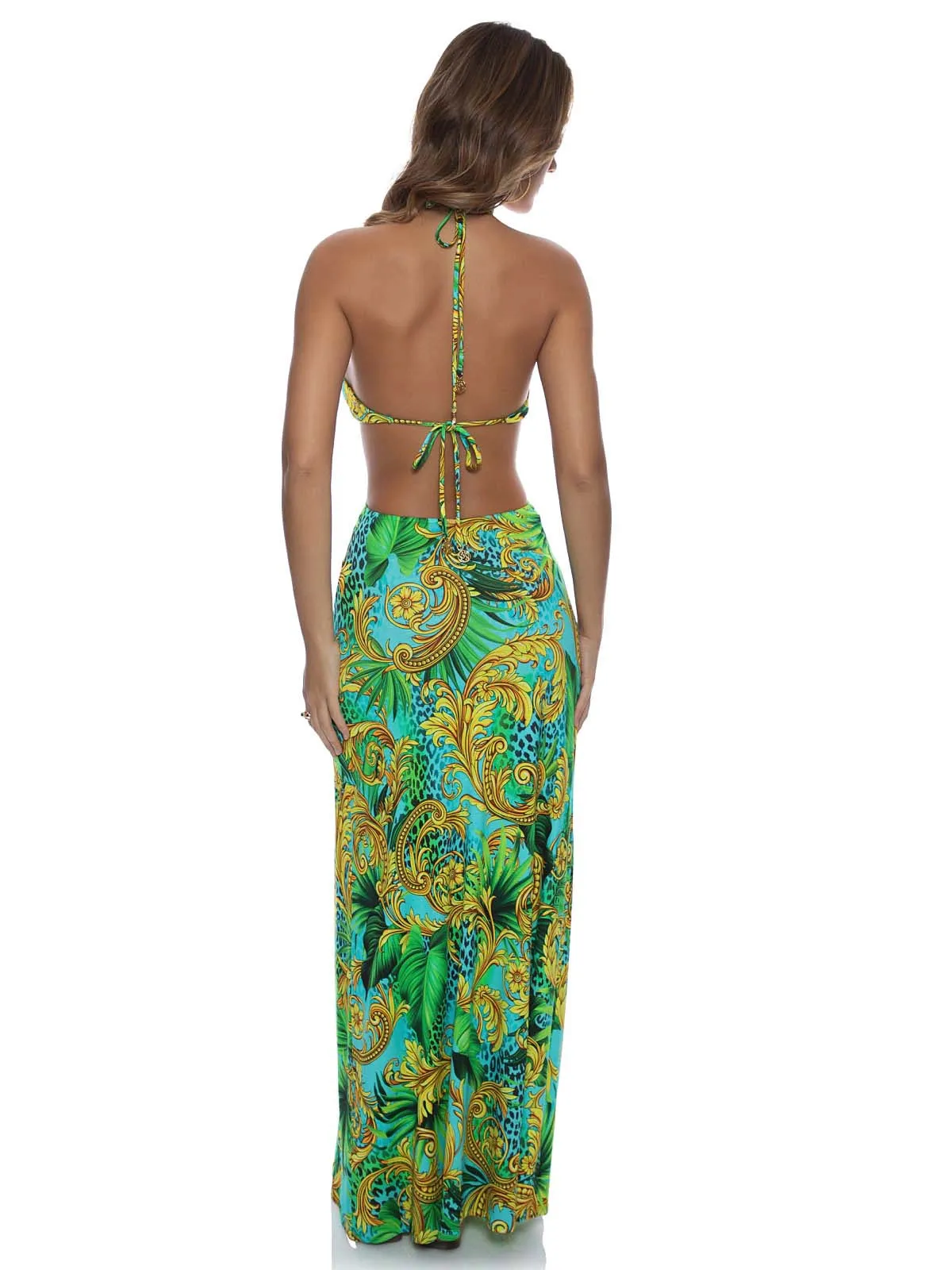 Halter Keyhole Cut Out Maxi Dress