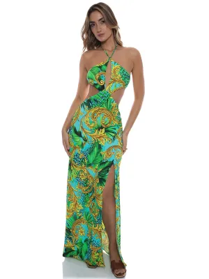 Halter Keyhole Cut Out Maxi Dress