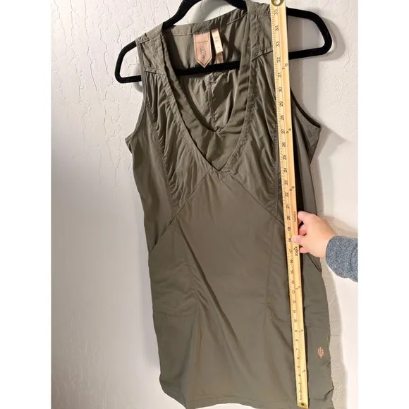 Indygena Liike III Dress Sleeveless Casual V-Neck Pockets Nylon Blend Green M