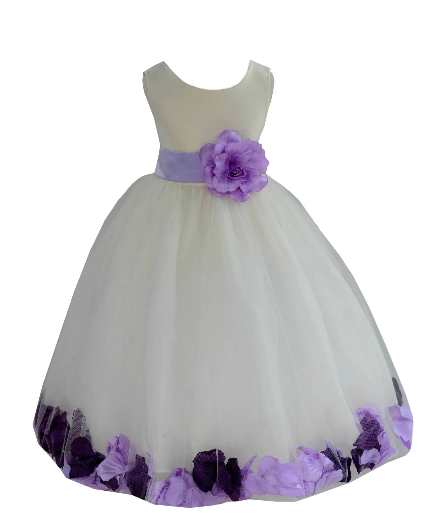 Ivory Elegant Colorful Mixed Rose Petals Bridesmaid Pageant Special Occasion Flower Girl Dress 302T(1)