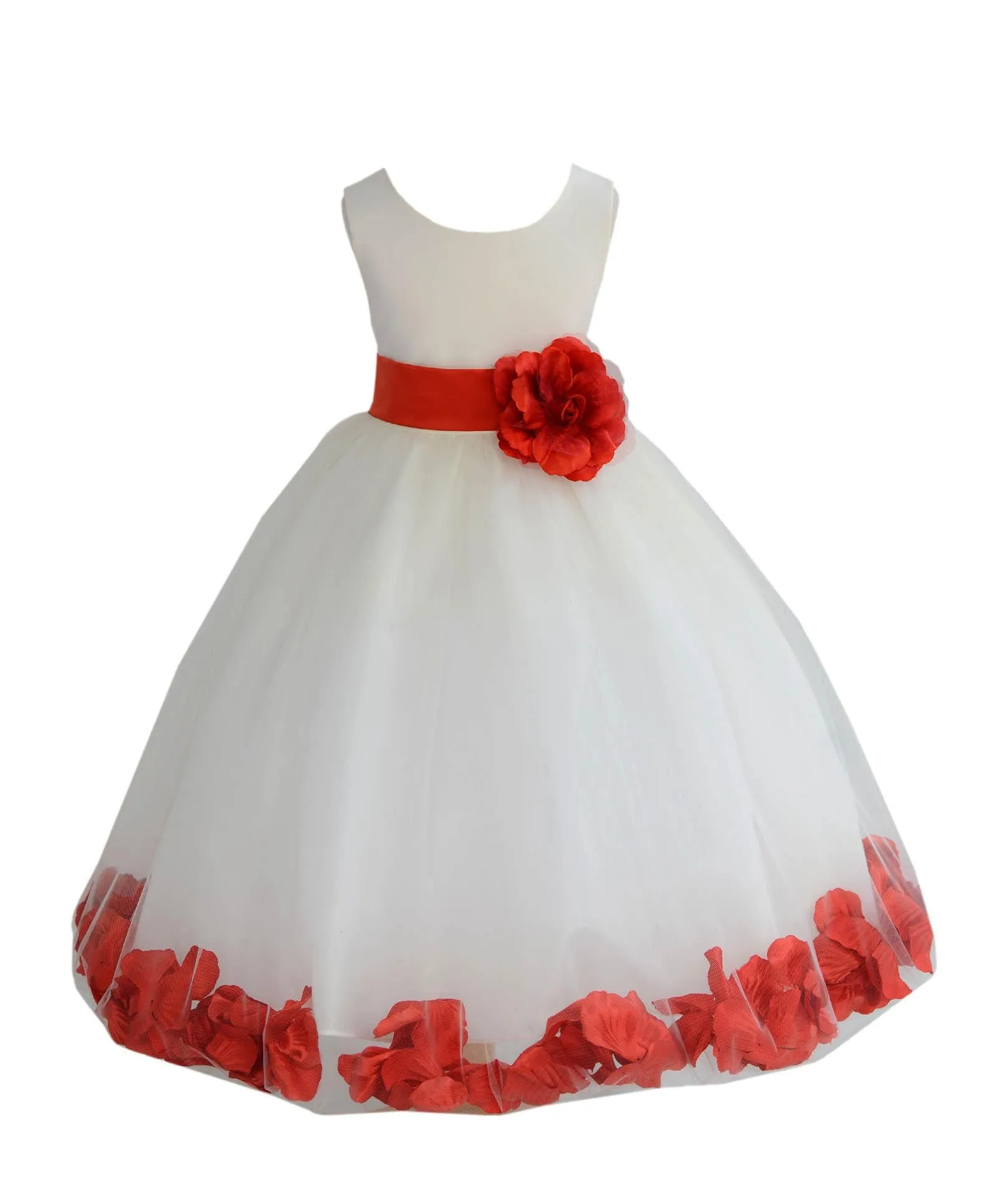 Ivory Elegant Wedding Pageant Special Events Petals Flower Girl Dress with Bow Tie Sash 302T(3)