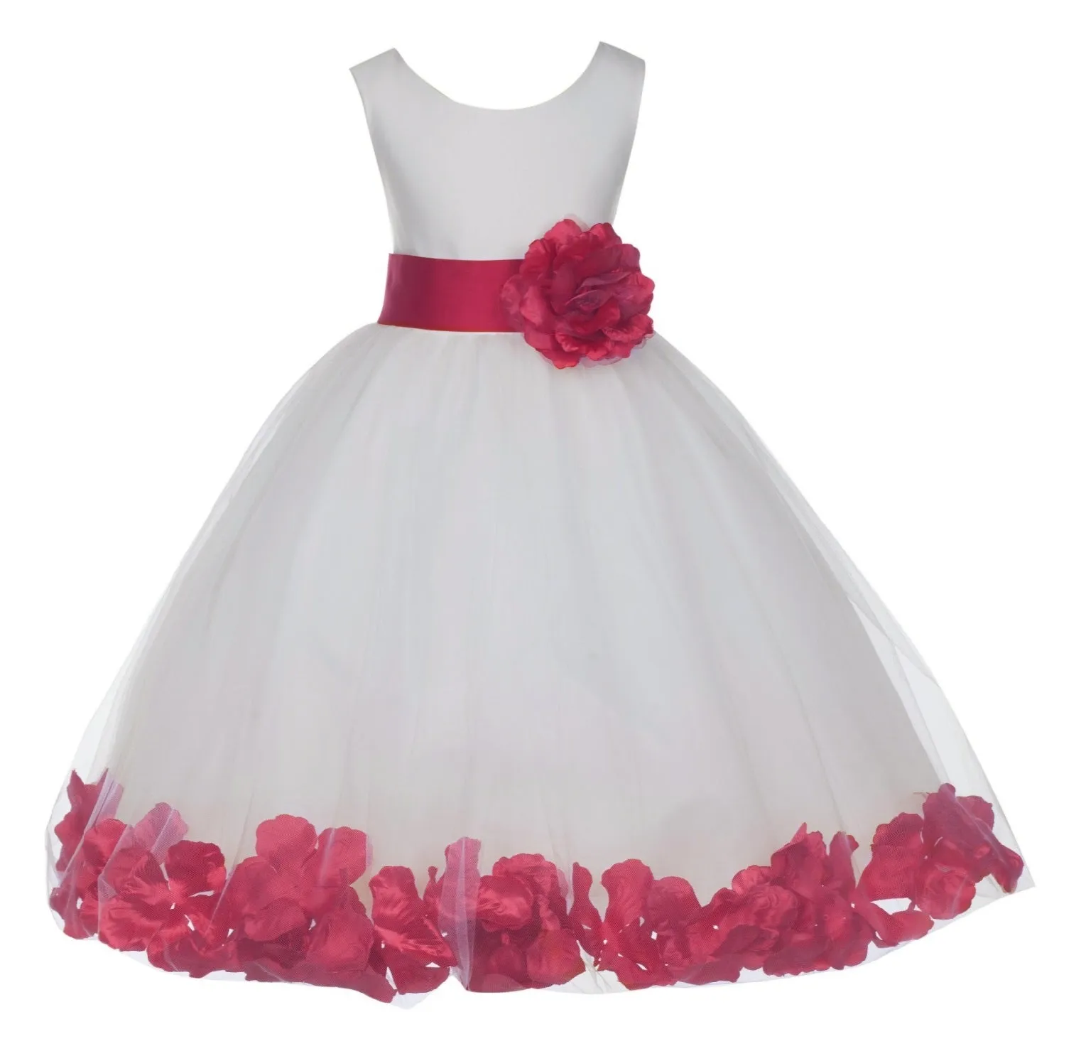 Ivory Tulle Floral Petals Flower Girl Dress Special Occasions Junior Pageant Wedding Holiday 302S(4)