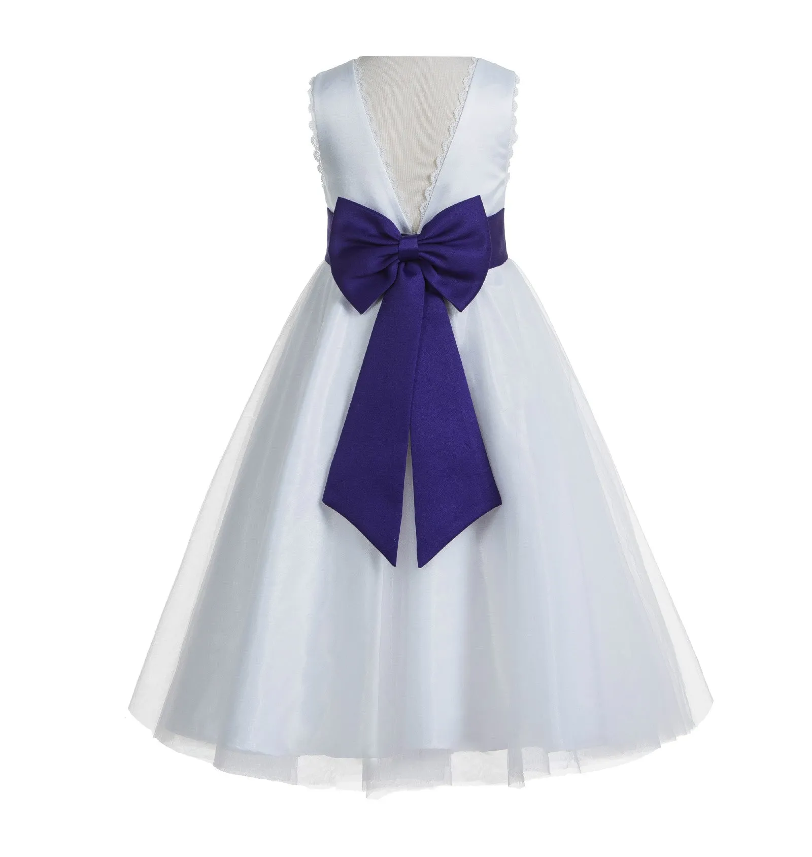 Ivory V-Back Lace Edge Flower Girl Dress Junior Pageant Special Occasion Formal Evening Gown 183T(1)