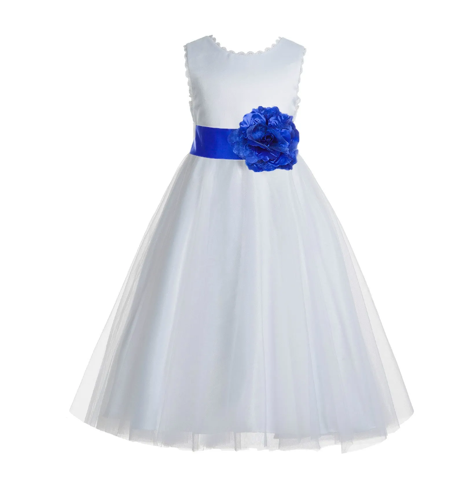 Ivory V-Back Lace Edge Flower Girl Dress Junior Pageant Special Occasion Formal Evening Gown 183T(1)