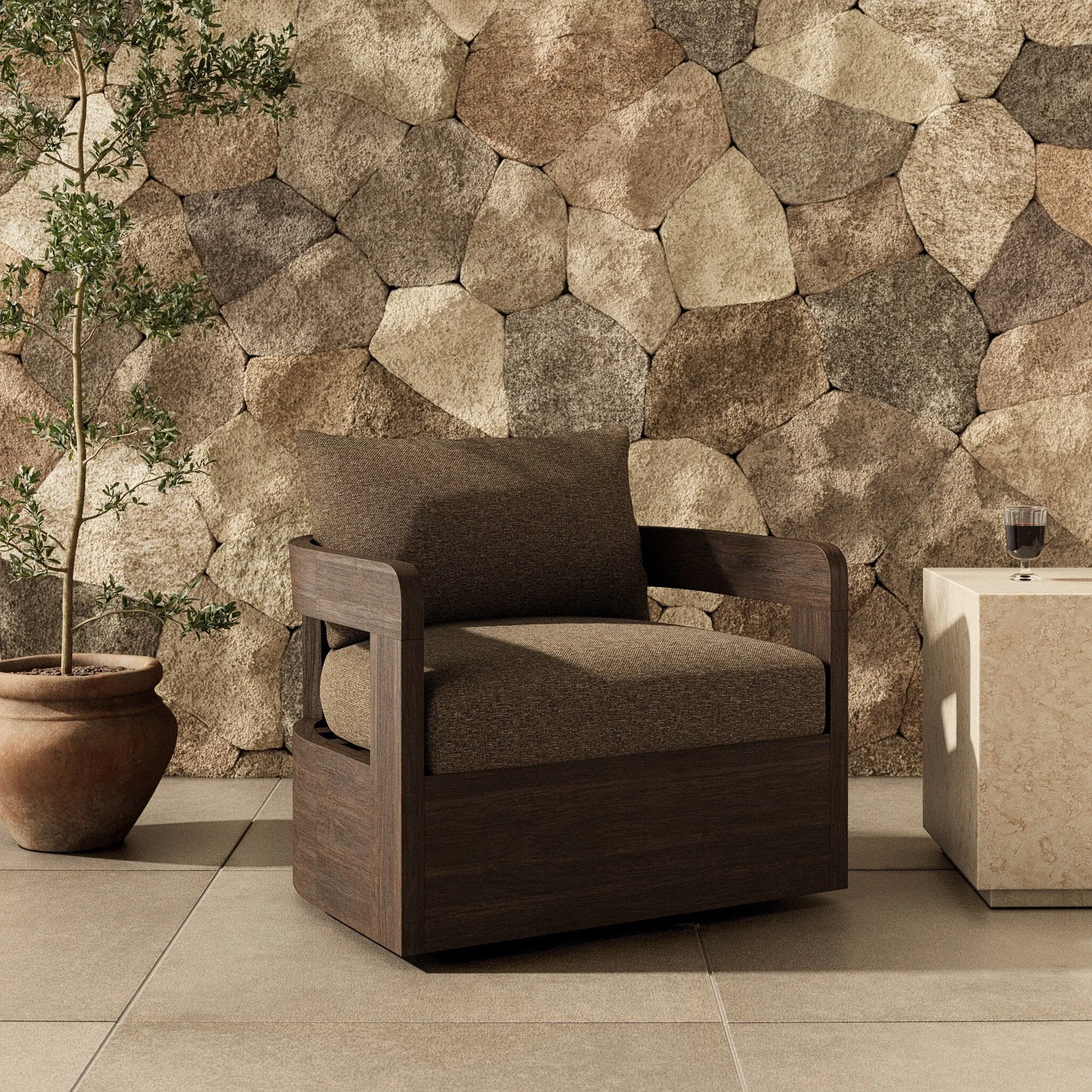 Jackson Outdoor Swivel Chair - Ellor Brown