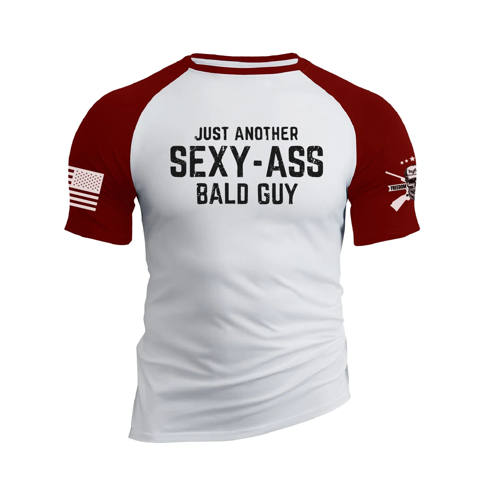 JUST ANOTHER SEXY ASS BALD GUY 100% COTTON RAGLAN GRAPHIC TEE