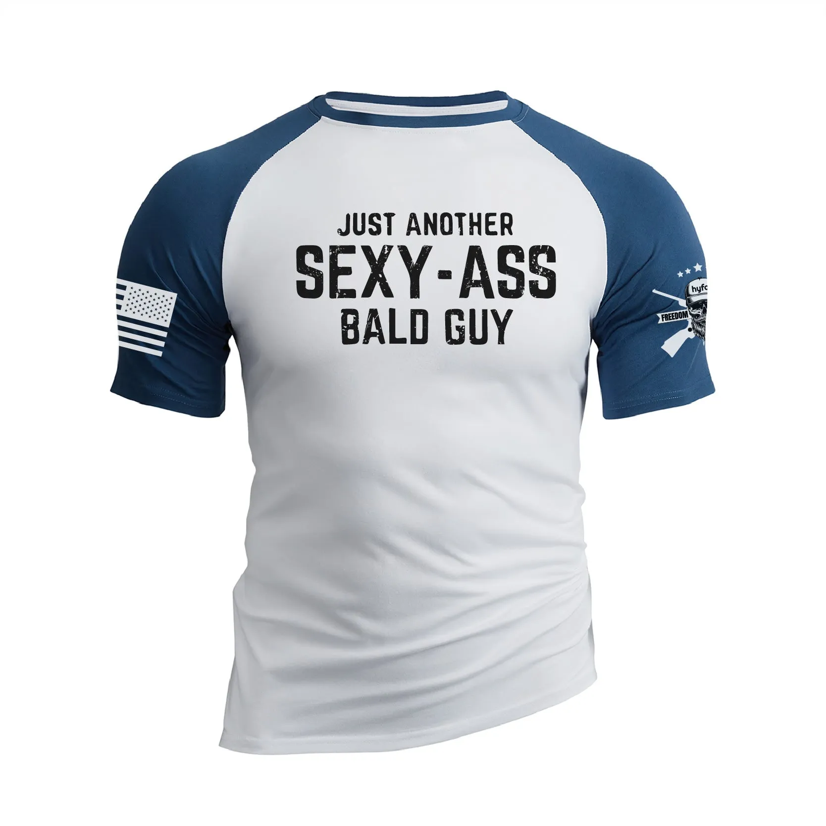 JUST ANOTHER SEXY ASS BALD GUY 100% COTTON RAGLAN GRAPHIC TEE