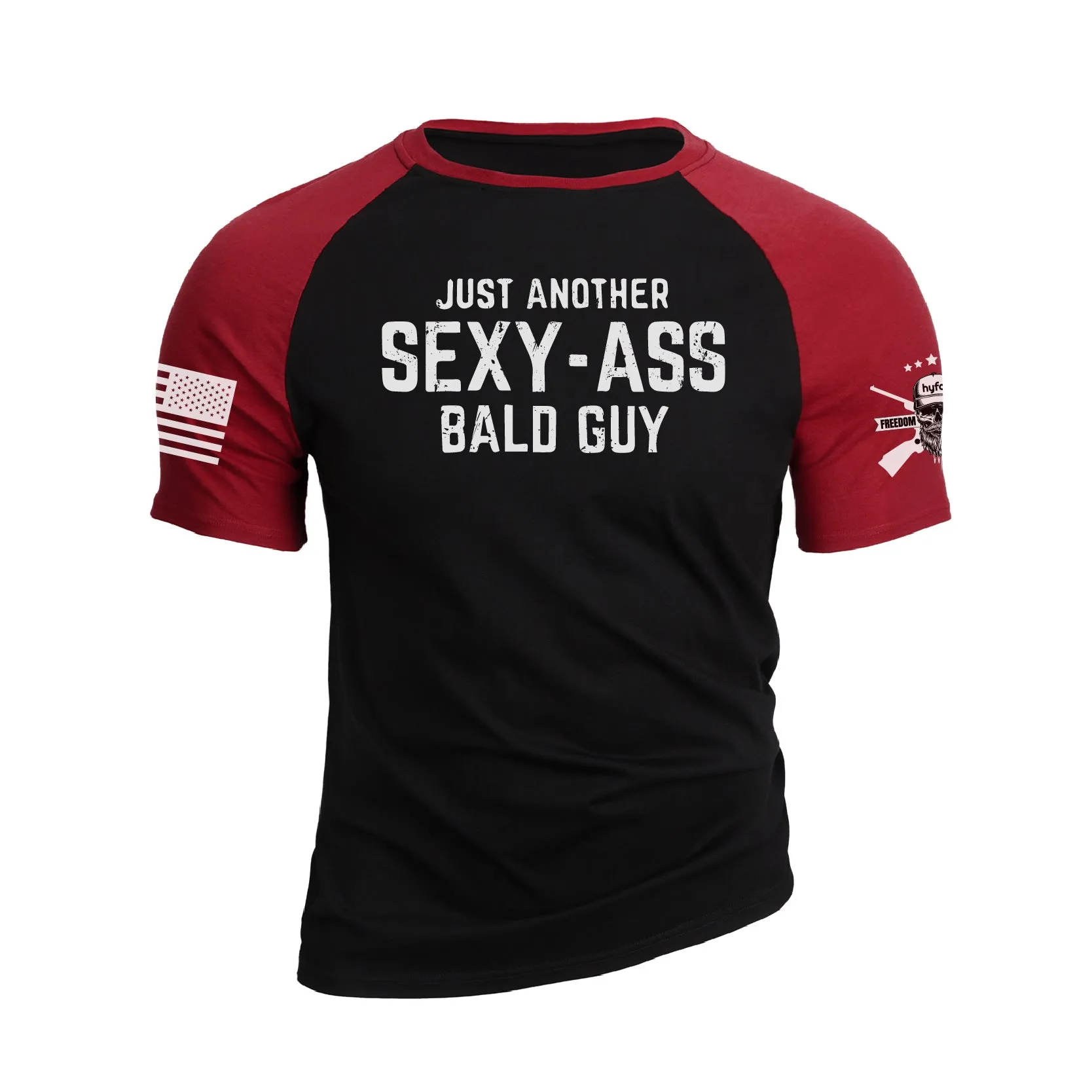 JUST ANOTHER SEXY ASS BALD GUY 100% COTTON RAGLAN GRAPHIC TEE