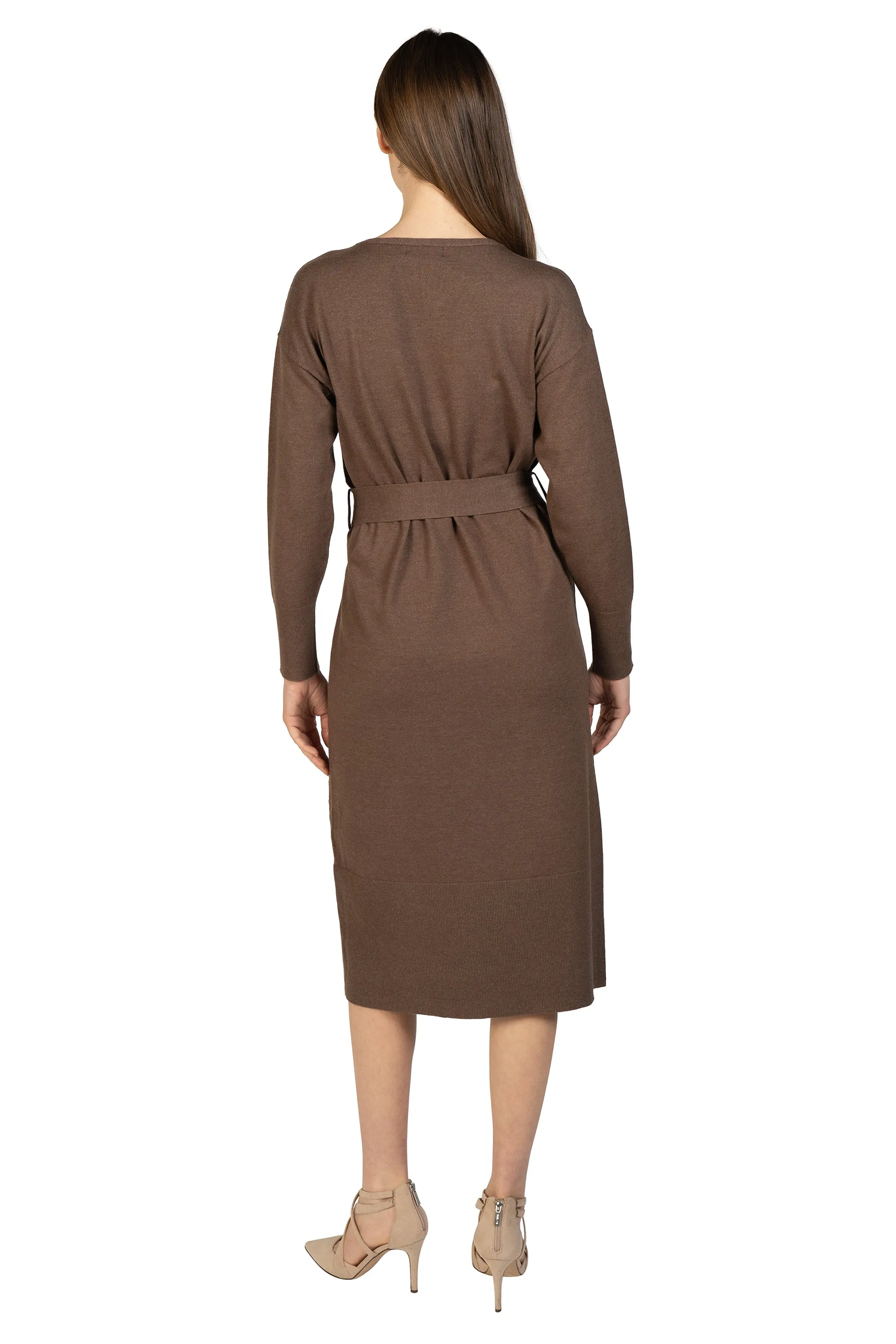 Knit Sweater Dress with Tie Sash