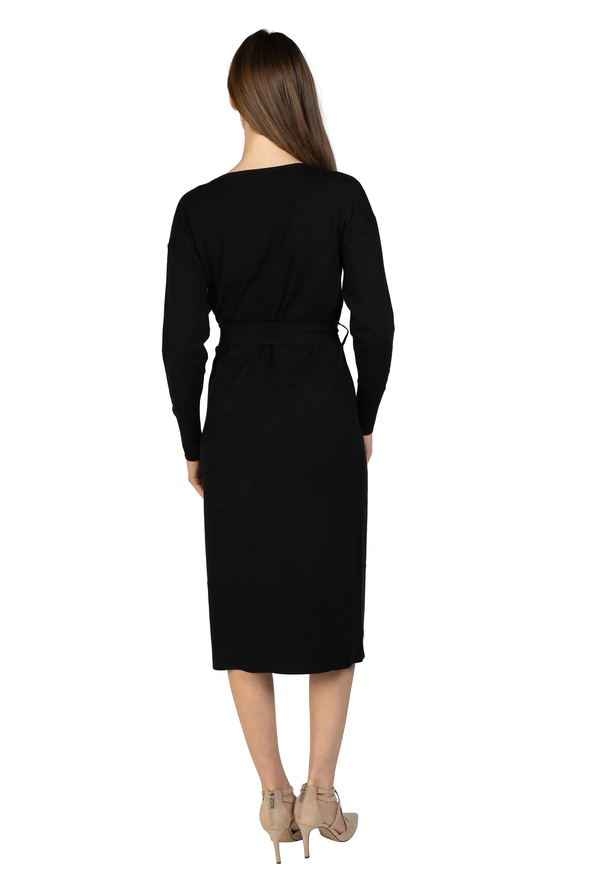Knit Sweater Dress with Tie Sash