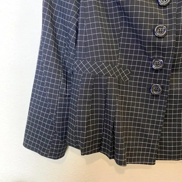 Lafayette 148 Plaid Blazer Wool Checkered Jacket Black White 4