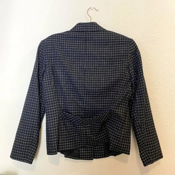 Lafayette 148 Plaid Blazer Wool Checkered Jacket Black White 4