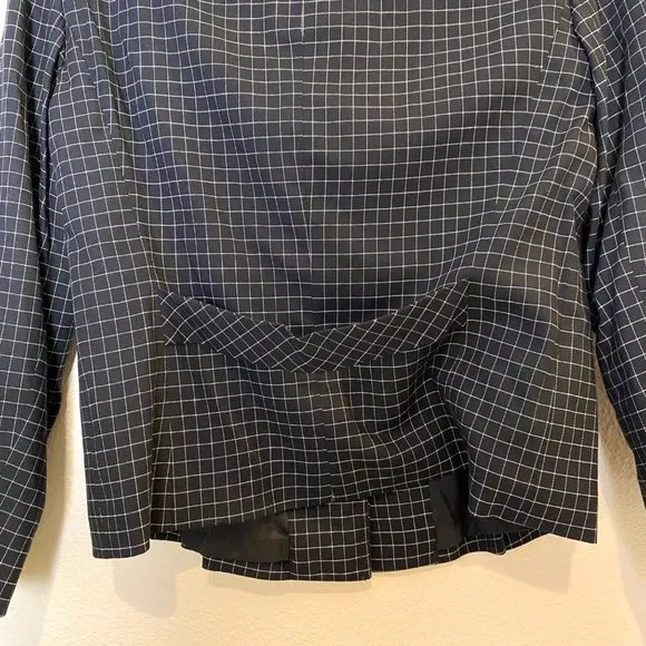 Lafayette 148 Plaid Blazer Wool Checkered Jacket Black White 4