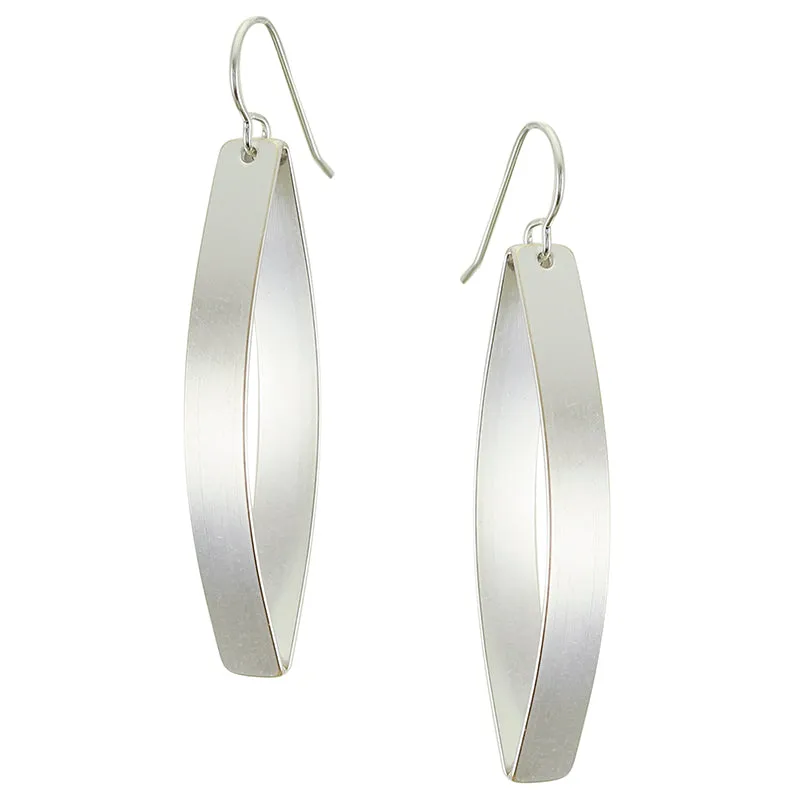 Large Pointed Ribbon Hoop Wire Earrings