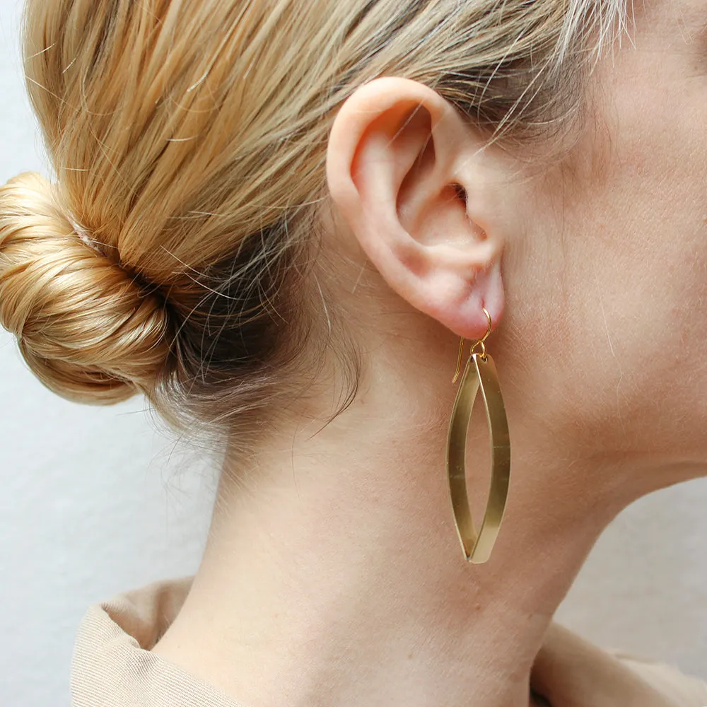 Large Pointed Ribbon Hoop Wire Earrings