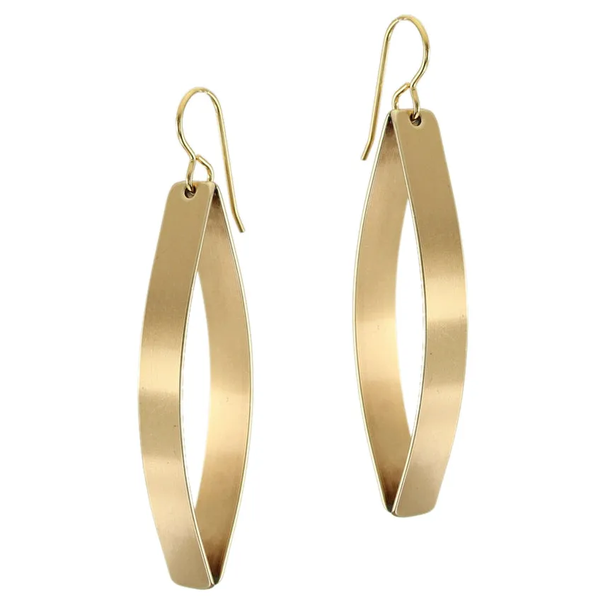 Large Pointed Ribbon Hoop Wire Earrings