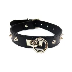 Leather O-Ring Studded Choker