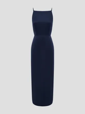 Leila Square-Neck Satin Midi Dress