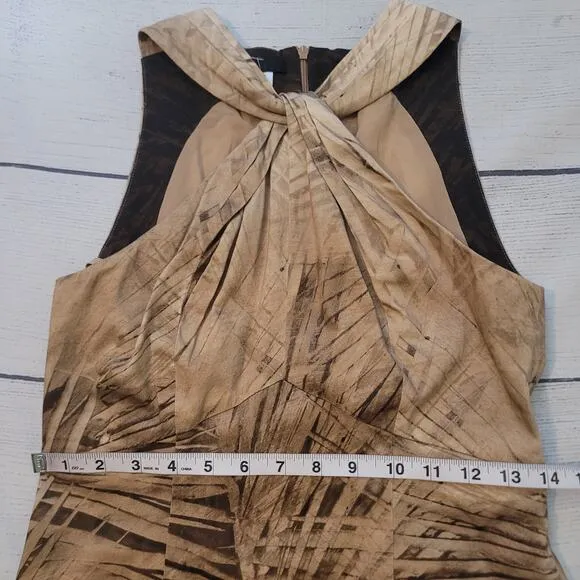 Les Copains Size EST M Sleeveless Twist Halter Top Pencil Dress Brown Ombre