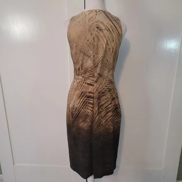 Les Copains Size EST M Sleeveless Twist Halter Top Pencil Dress Brown Ombre