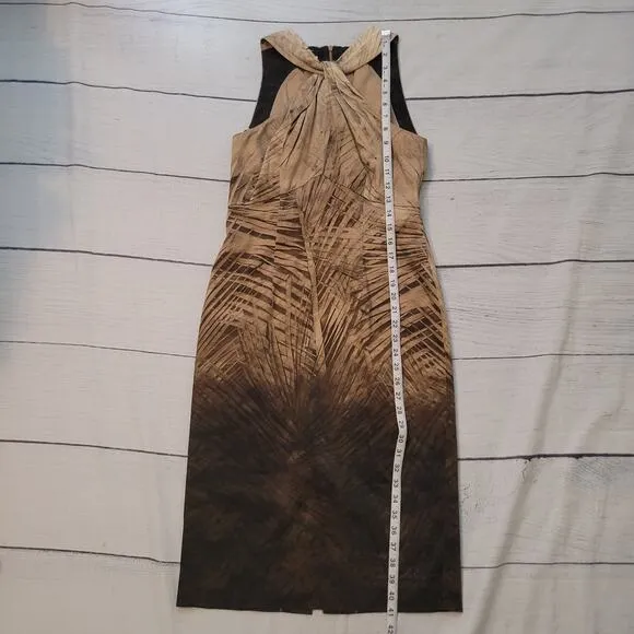 Les Copains Size EST M Sleeveless Twist Halter Top Pencil Dress Brown Ombre