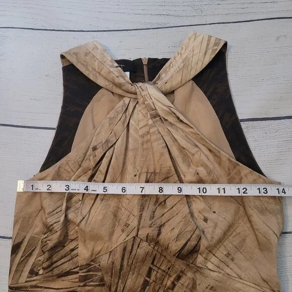 Les Copains Size EST M Sleeveless Twist Halter Top Pencil Dress Brown Ombre