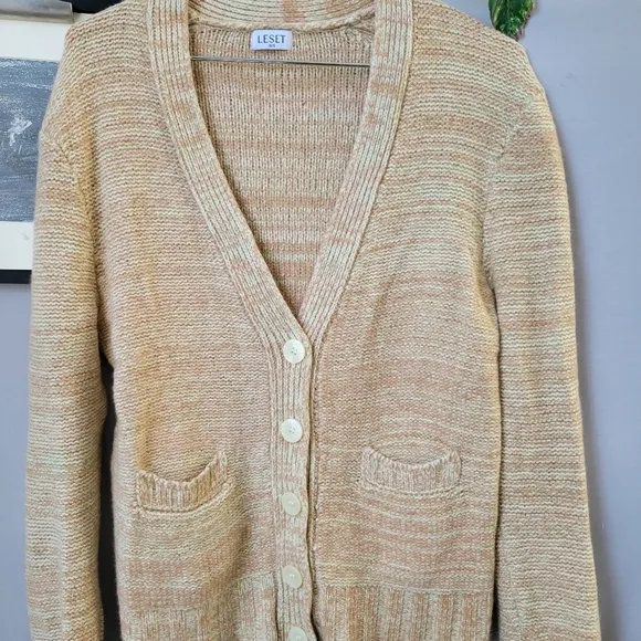 Leset Wool Cashmere Zoe V Neck Cardigan Sweater O/S