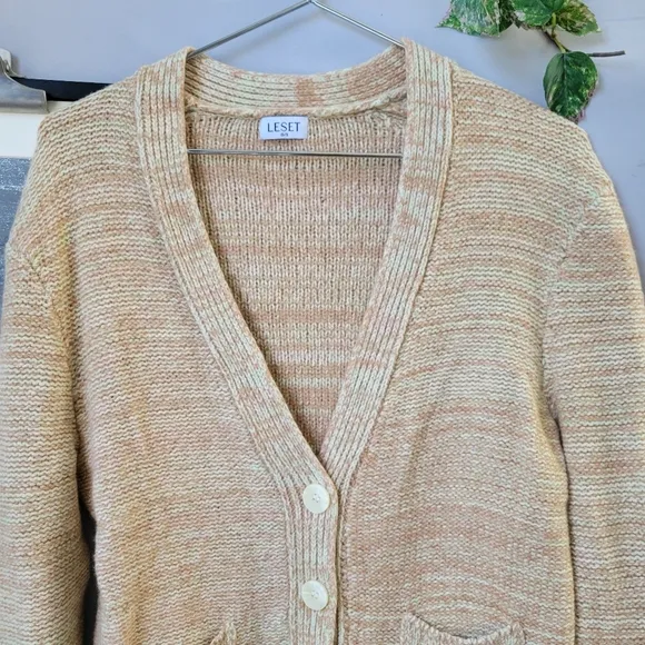 Leset Wool Cashmere Zoe V Neck Cardigan Sweater O/S