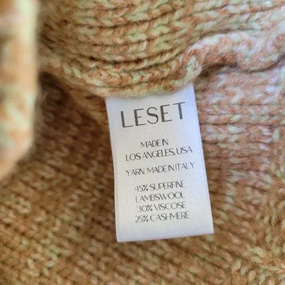 Leset Wool Cashmere Zoe V Neck Cardigan Sweater O/S