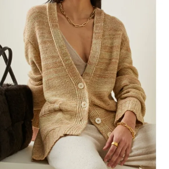 Leset Wool Cashmere Zoe V Neck Cardigan Sweater O/S